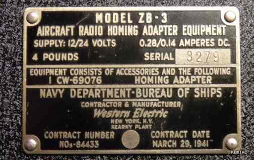 ZB-3 nomenclature plate